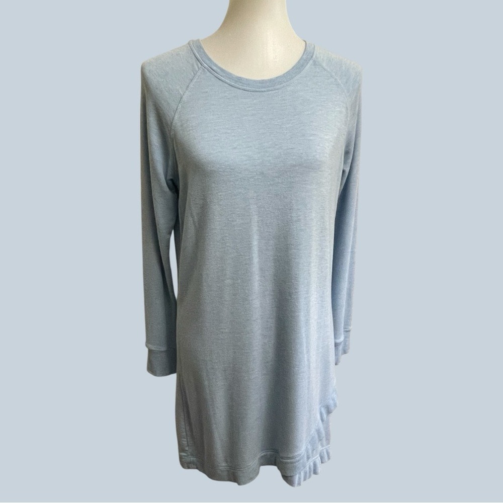 Active Life Modal Blend Tunic Women Medium Chambray Blue Long Sleeve Raglan